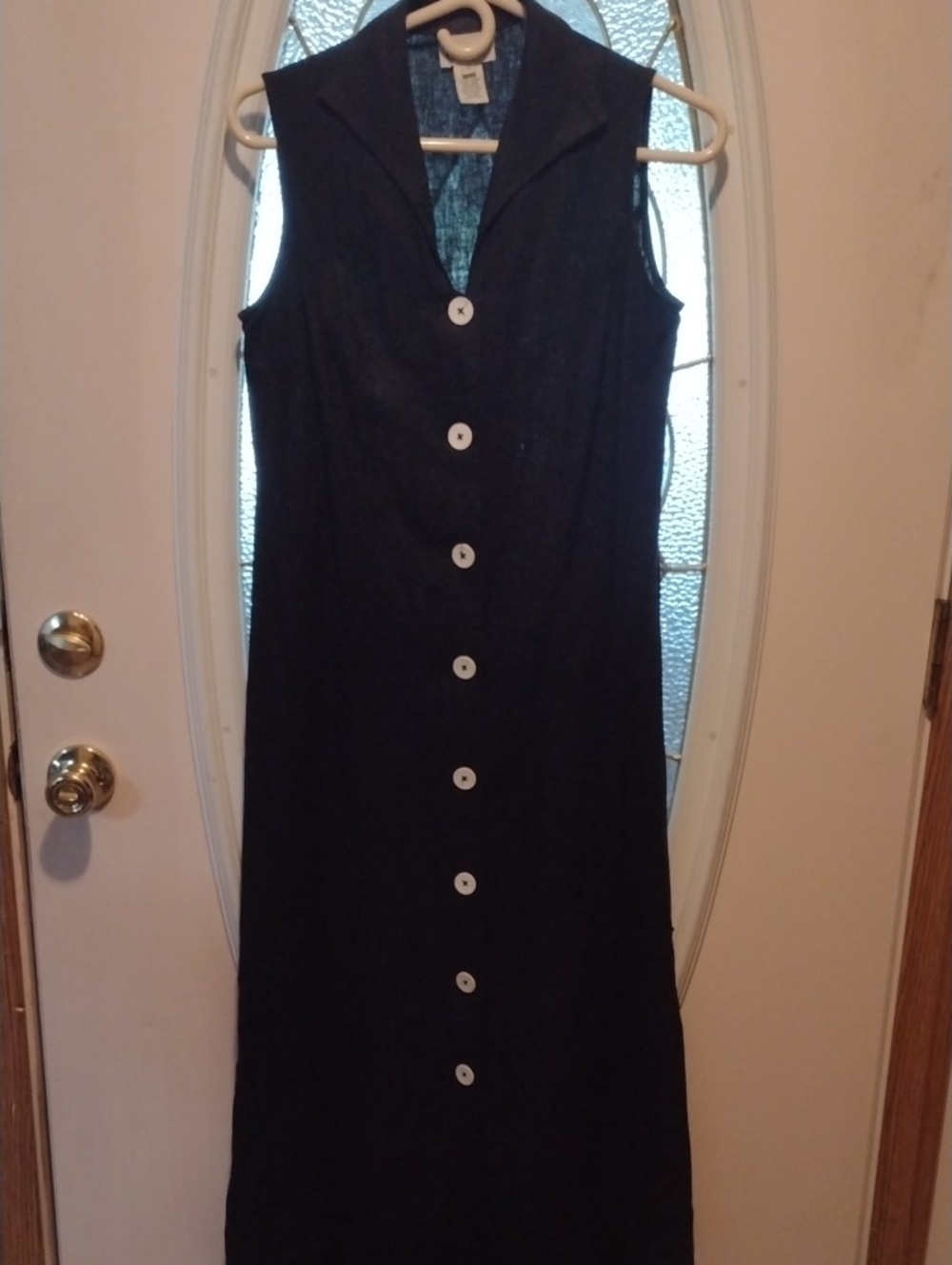 Sleeveless Button-Front Black Midi Dress